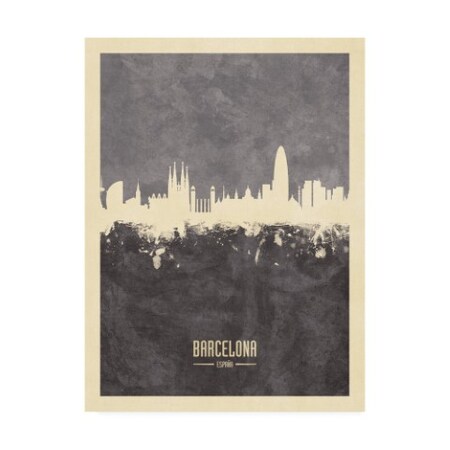 Trademark Fine Art Michael Tompsett 'Barcelona Spain Skyline Gray' Canvas Art, 24x32 MT02754-C2432GG